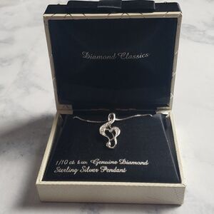 Music Note Necklace Sterling Silver Pendant